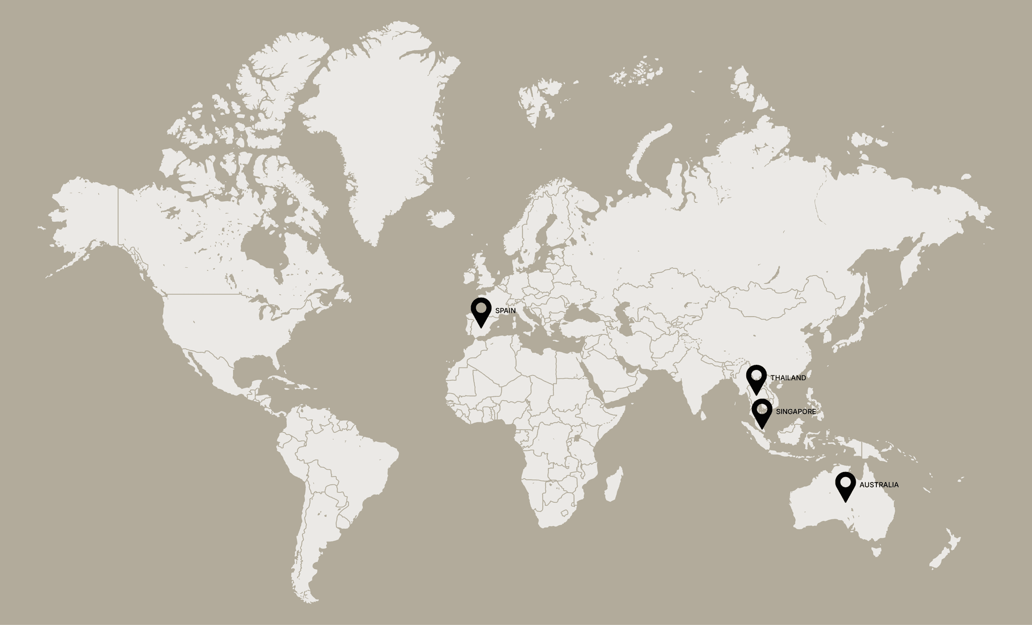 World map showing Jian Cha Tea store locations
